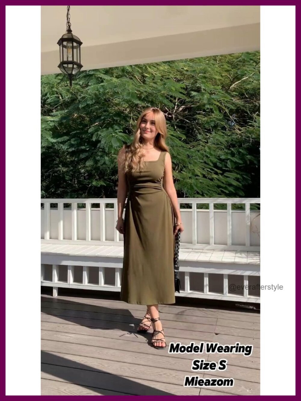 Square Neck Sleeveless Slim-Fit Maxi Dress Ruched Waist Corset Flowy Summer - Picture 5 of 5